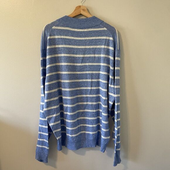 PETER MILLAR Crown XL Long Bay Merino Wool Linen Maritime Quarter Zip Swester - Picture 10 of 10